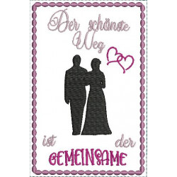 Stickdatei - Postkarte ITH "Der schönste Weg" Hochzeit